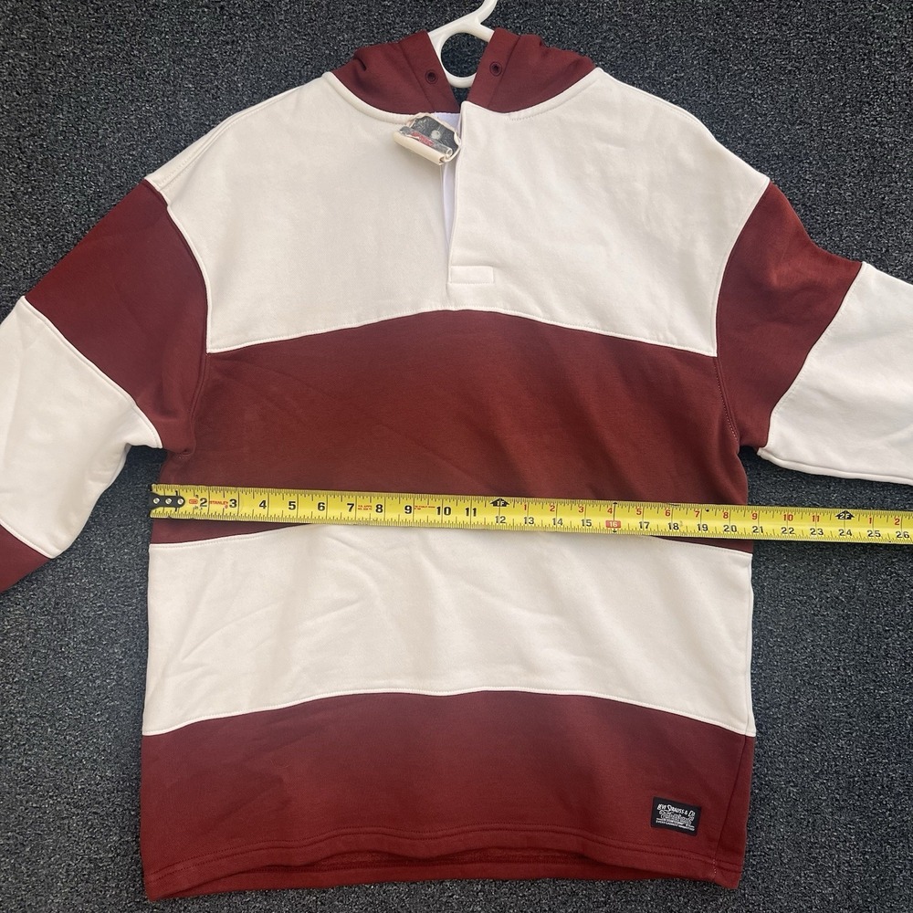 Levi's Mens Red‎ Fillmore Striped Rugby Fired Brick Hoodie Sweater Small - Picture 2 of 6
